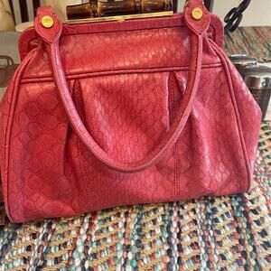 Elaine Turner pink designer handbag ostrich print  Beautiful